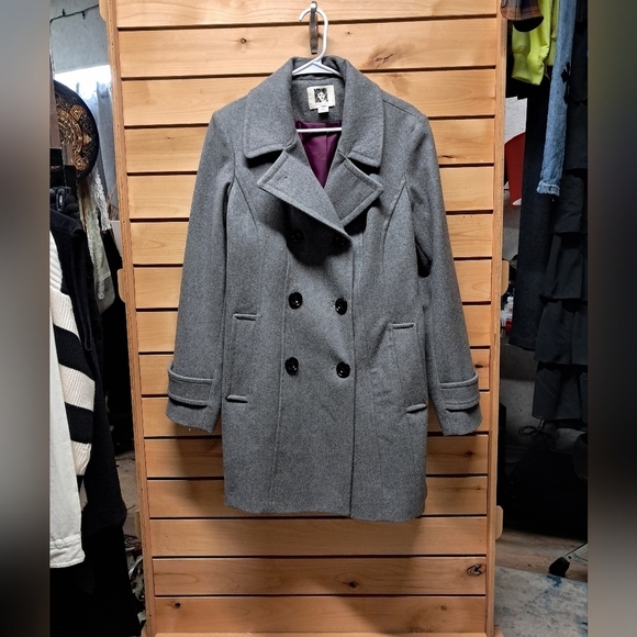 Anne Klein Jackets & Blazers - Anne Klein Charcoal Double-Breasted Pea Coat